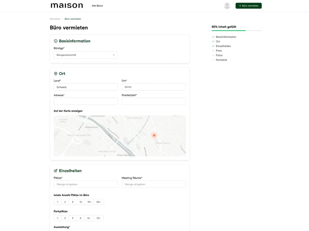 Maison product interface, view 3