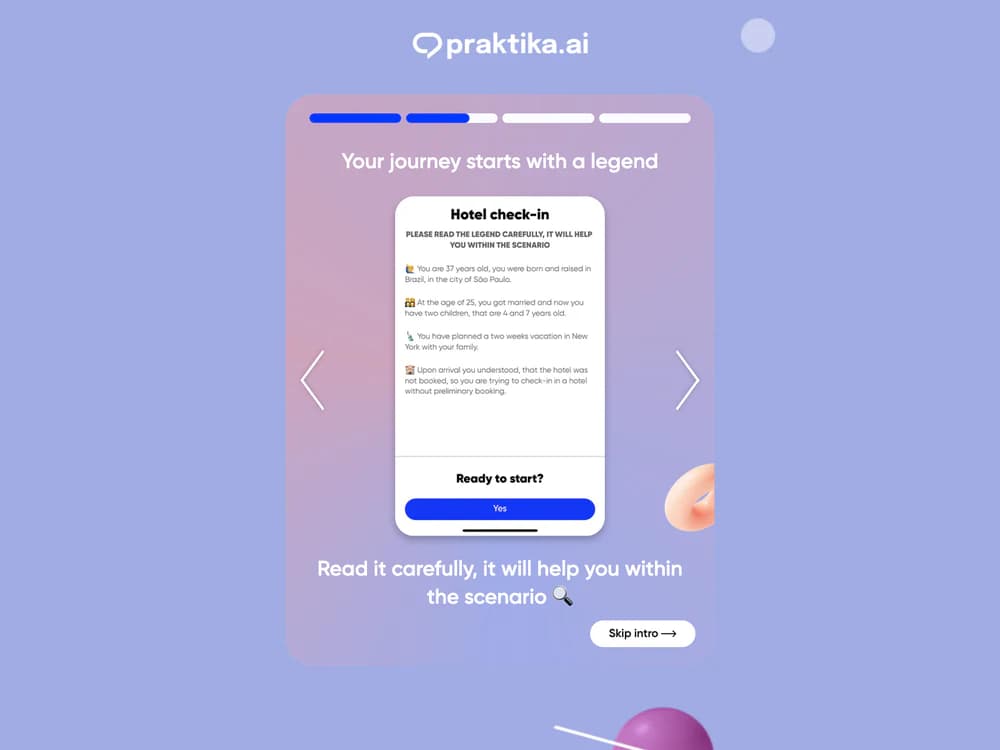 Praktika product interface, view 2